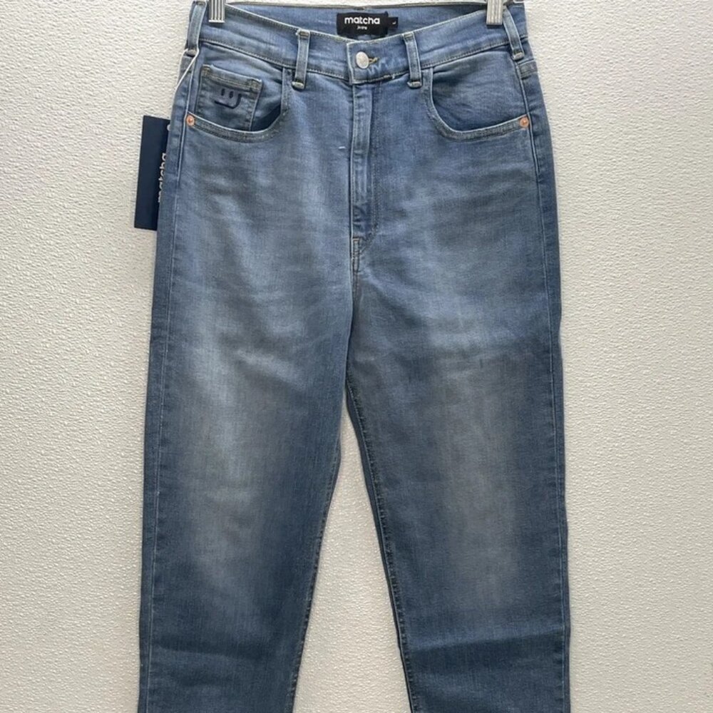 NEW MATCHA Women's High Rise Mom Jeans Blue Size L | Relaxed Fit – NWT